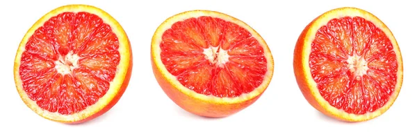 Röd Blodapelsinsamling Skiva Rött Blod Orange Isolerad Vit Bakgrund — Stockfoto