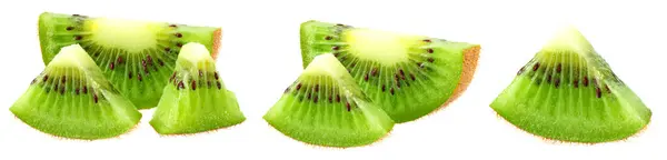 Kiwi Samlingen Skivor Kiwi Frukt Isolerad Vit Bakgrund — Stockfoto