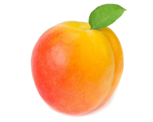 Meruňkové Ovoce Plátky Zeleným Listem Izolovaným Bílém Pozadí — Stock fotografie