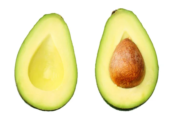 Gesneden Avocado Geïsoleerd Een Witte Achtergrond — Stockfoto