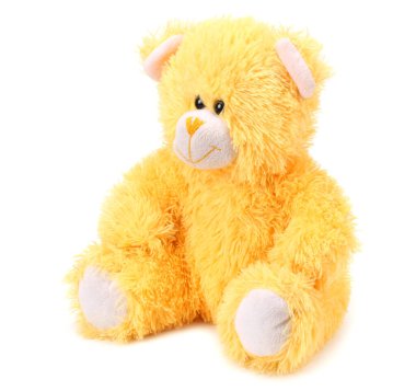 Oyuncak ayı beyaz arka planda izole edilmiş.