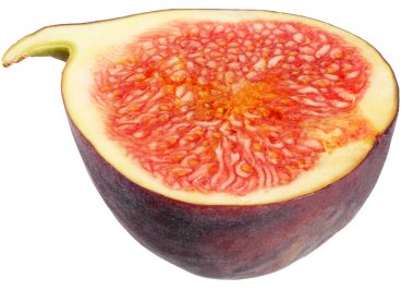 Beyaza izole edilmiş bir incir dilimi. Kesme Yolu