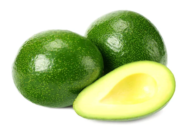 Fresh Avocado Slices Isolated White Background — Stock Photo, Image