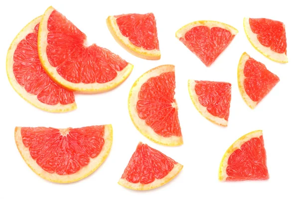 Egészséges Étel Szeletelt Grapefruit Izolált Fehér Alapon Felülnézet — Stock Fotó