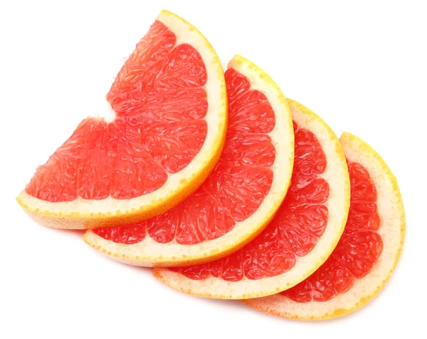 健康食品 在白色背景上分离的切碎柚子 顶部视图 — 图库照片