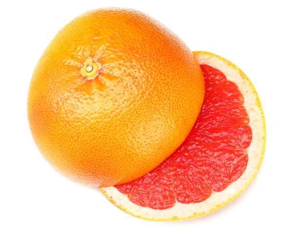 Zdravé Jídlo Grapefruit Zeleným Listem Izolované Bílém Pozadí Horní Pohled — Stock fotografie