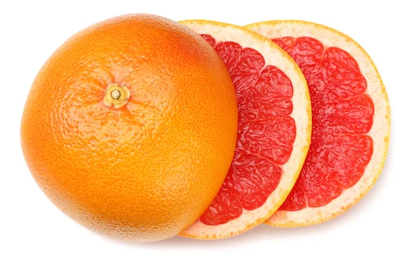 Gezond Voedsel Gesneden Grapefruit Geïsoleerd Witte Achtergrond Bovenaanzicht — Stockfoto