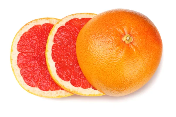Gezond Voedsel Gesneden Grapefruit Geïsoleerd Witte Achtergrond Bovenaanzicht — Stockfoto