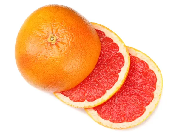 Gesunde Ernährung Geschnittene Grapefruit Isoliert Auf Weißem Hintergrund Ansicht Von — Stockfoto