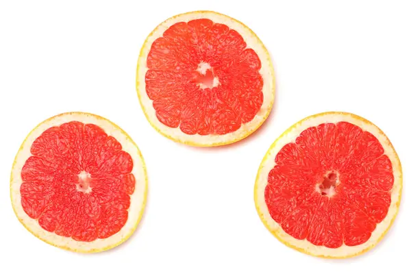 Zdravé Jídlo Krájené Grapefruity Izolované Bílém Pozadí Pohled Shora — Stock fotografie