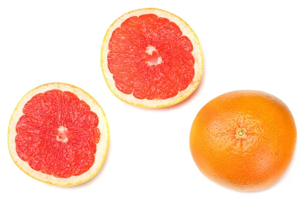 Gezond Voedsel Gesneden Grapefruit Geïsoleerd Witte Achtergrond Bovenaanzicht — Stockfoto