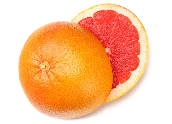 Gesunde Ernährung Geschnittene Grapefruit Isoliert Auf Weißem Hintergrund Ansicht Von — Stockfoto