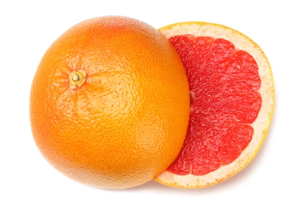 Gezond Voedsel Gesneden Grapefruit Geïsoleerd Witte Achtergrond Bovenaanzicht — Stockfoto