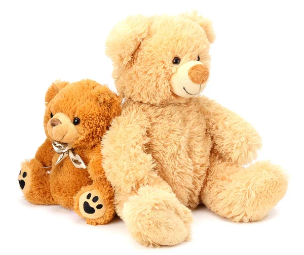 Two Toy Teddy Bears Isolated White Background — Stock Photo, Image