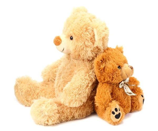 Two Toy Teddy Bears Isolated White Background — Stock Photo, Image