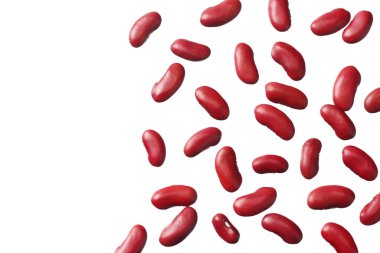 Kırmızı fasulye beyaz arka planda izole edilmiş. en üstteki görünüm