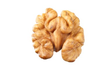 Beyaz arkaplan görünümünde izole edilmiş bir ceviz