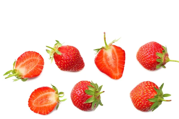 Fraise Tranches Isolées Sur Fond Blanc Une Nourriture Saine Vue — Photo