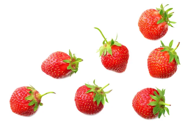 Erdbeere Mit Scheiben Isoliert Auf Weißem Hintergrund Ansicht Von Oben — Stockfoto