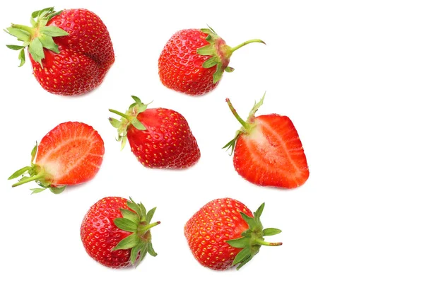 Erdbeere Und Scheiben Isoliert Auf Weißem Hintergrund Gesunde Ernährung Ansicht — Stockfoto