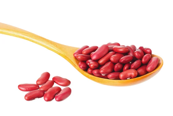 Red Kidney Beans Wooden Spoon Isolated White Background — Stock Photo, Image