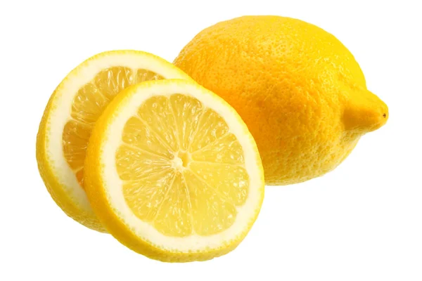 Citron Med Skivor Isolerade Vit Bakgrund Hälsosam Mat — Stockfoto