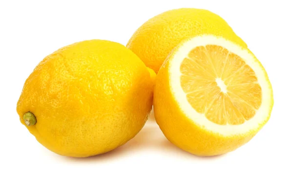 Limone Con Fette Isolate Fondo Bianco Cibo Sano — Foto Stock