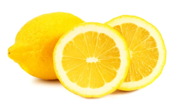 Citron Med Skivor Isolerade Vit Bakgrund Hälsosam Mat — Stockfoto