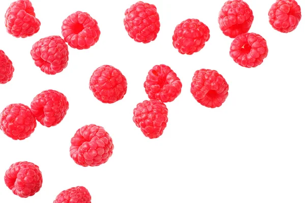 Reife Himbeeren Isoliert Auf Weißem Hintergrund Ansicht Von Oben — Stockfoto