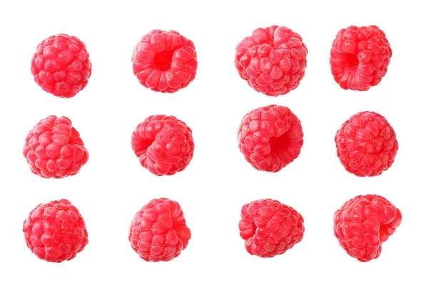 Reife Himbeeren Isoliert Auf Weißem Hintergrund Ansicht Von Oben — Stockfoto