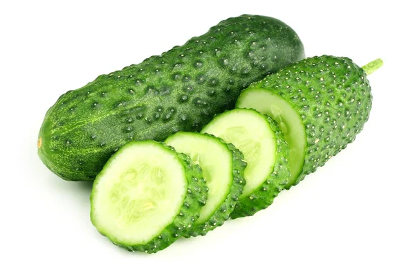 Fresh Cucumbers Slices Isolated White Background — Stock Photo, Image
