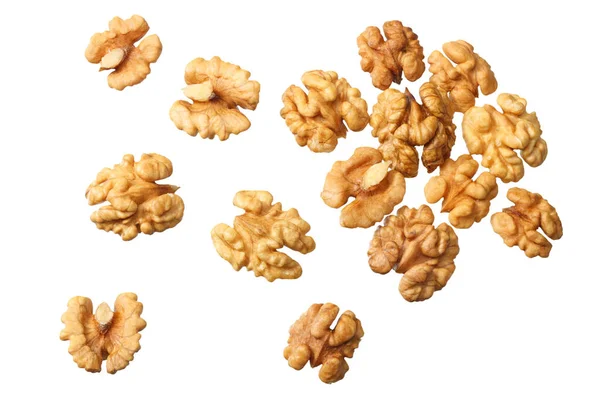 Walnuts Isolated White Background Top View — Stock Photo, Image