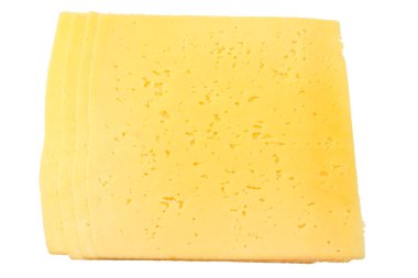 Beyaz arka plan üzerinde izole peynir dilimleri. üstten görünüm