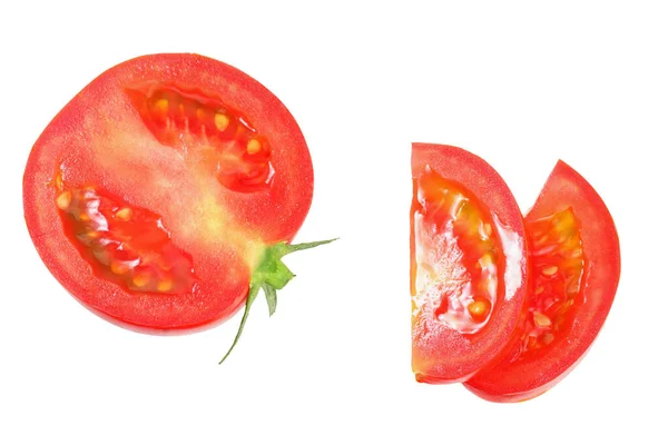 Fresh Tomato Slices Isolated White Background Top View — Stock Photo, Image