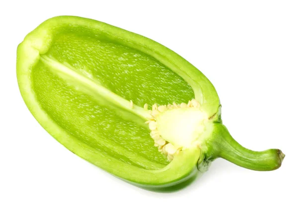 Cut Slices Green Sweet Bell Pepper Isolated White Background — Stock Photo, Image
