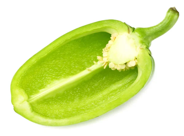 Řezané Plátky Zelené Sladké Paprika Izolované Bílém Pozadí — Stock fotografie