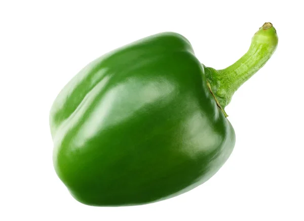 Een Groene Zoete Paprika Geïsoleerd Witte Achtergrond — Stockfoto