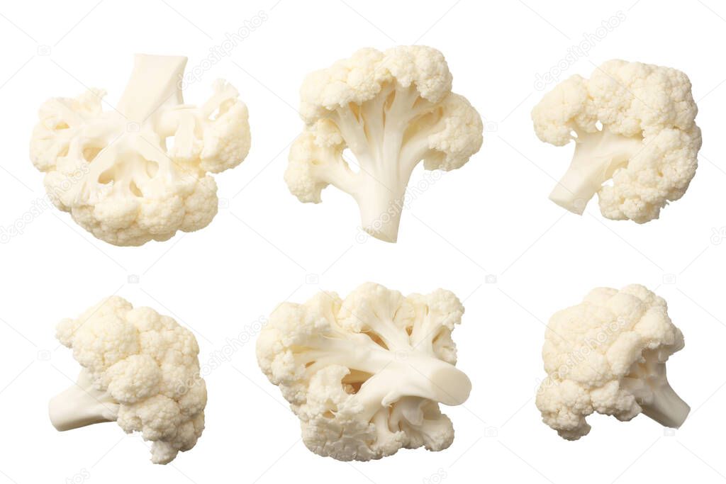 Cauliflower isolated on a white background. top view
