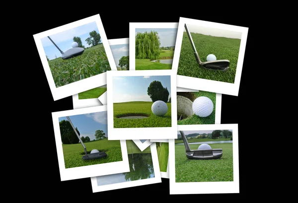 Mooie collage van golf foto's in verschillende formaat — Stockfoto