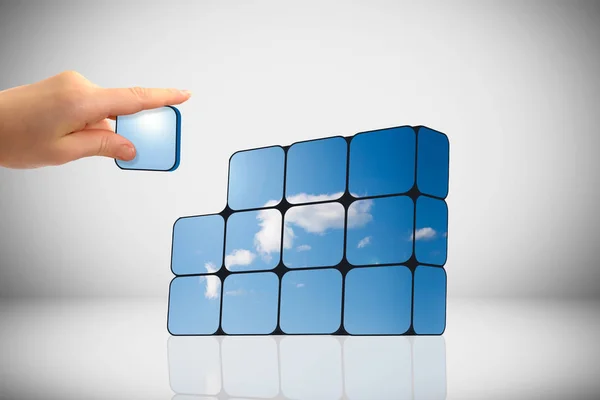 Sustainable growth concept: hand and cubes — Stock Photo, Image