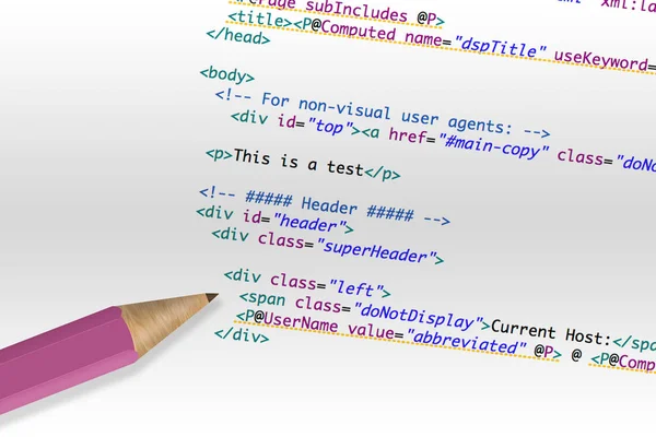 Codice del computer HTML — Foto Stock