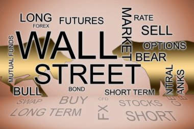 Wall street kelime bir finansal kavramlar arka planda
