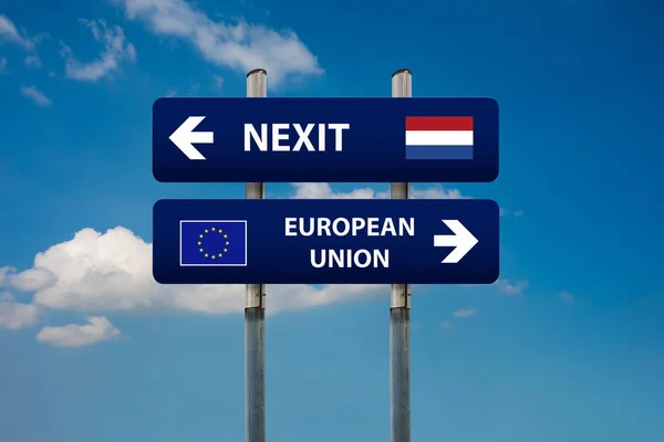 Road signs representing dutch elections and european union — Stock Photo, Image