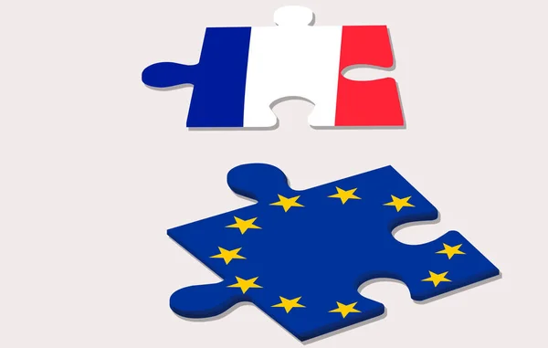 Два шматочки головоломки, що представляють Францію та Європейський союз — стокове фото