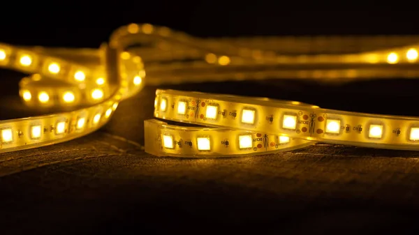 LED strip for illuminating the warm spectrum, decorative LED light close up — Stock Photo, Image