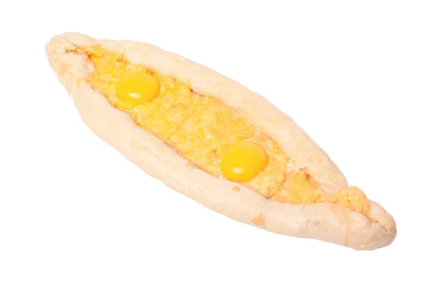 Khachapuri isolate, bun with cheese and egg - Georgian national dish — 스톡 사진