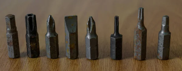 An assortment of screwdriver bits — Stock Photo, Image