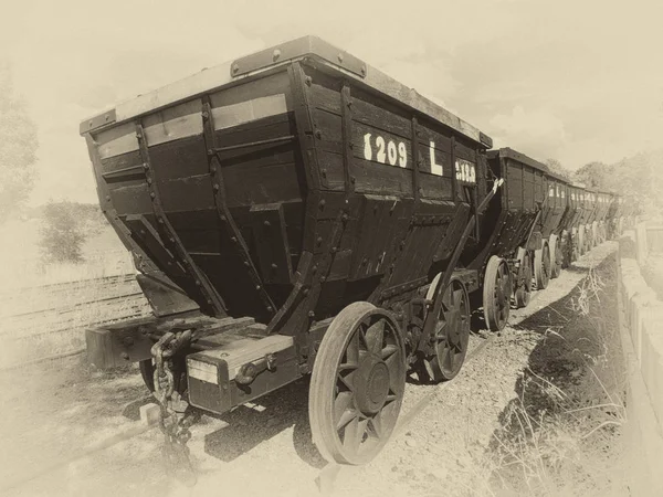 Старі Залізничні Або Залізничні Вантажівки Перевезення Каменю Кар Єрі Або — стокове фото
