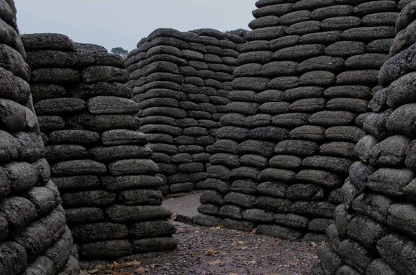 Reconstructed Trenches Made Using Concrete Moulded Sand Bags Canadian National — Stock Photo, Image