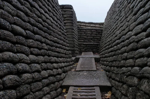 Reconstructed Trenches Made Using Concrete Moulded Sand Bags Canadian National — Stock Photo, Image